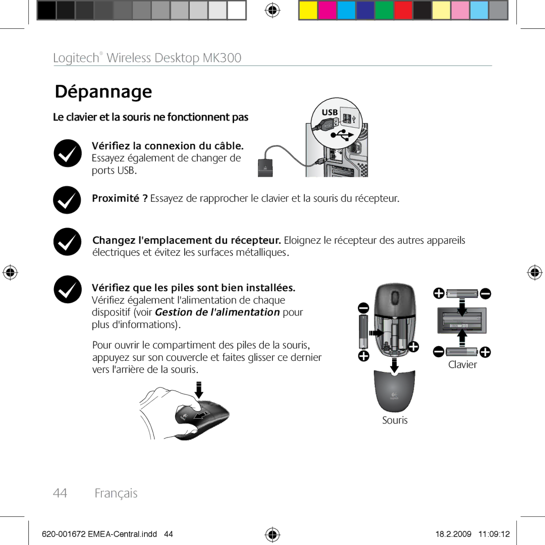 Logitech MK300 manual Dépannage 