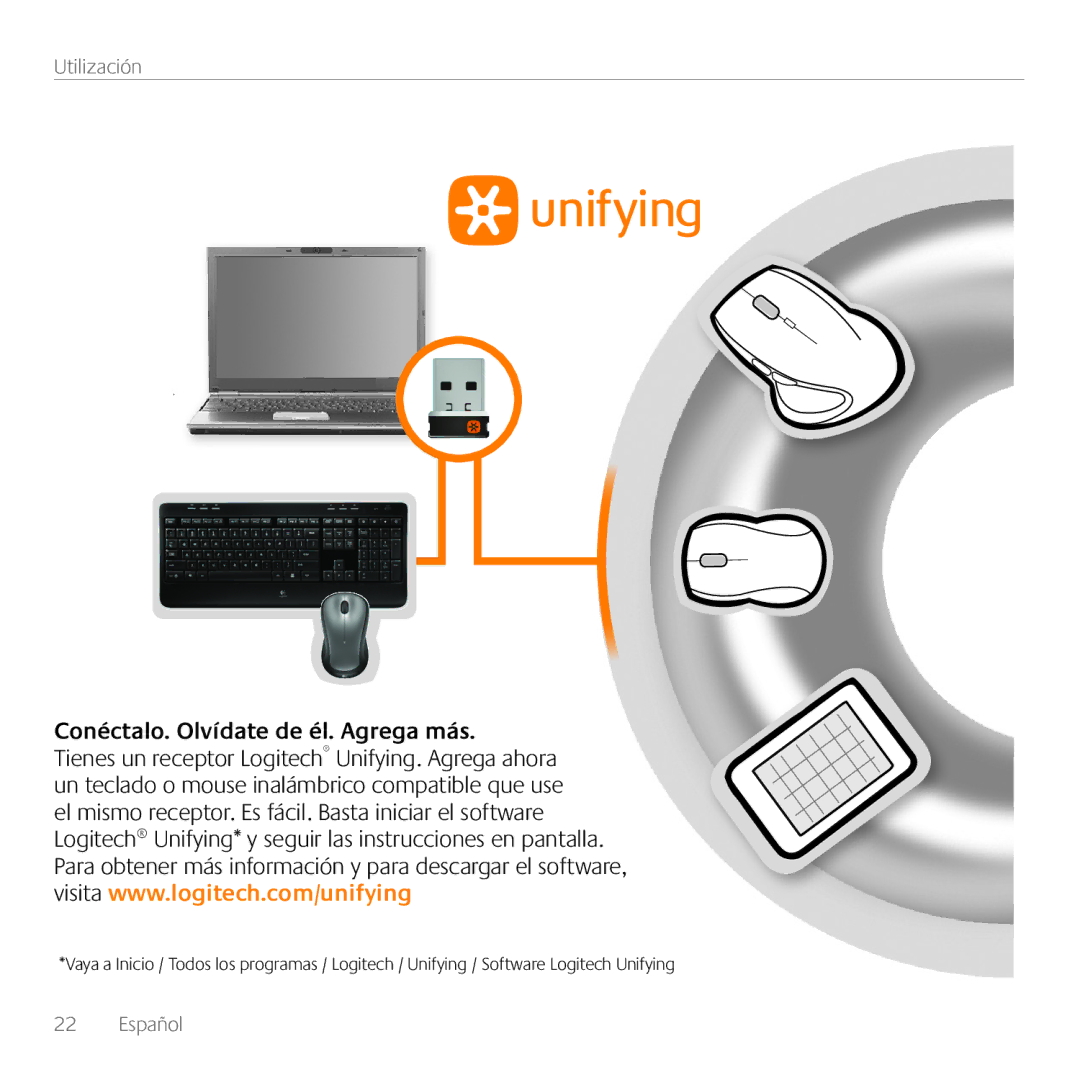 Logitech MK520 manual Conéctalo. Olvídate de él. Agrega más 