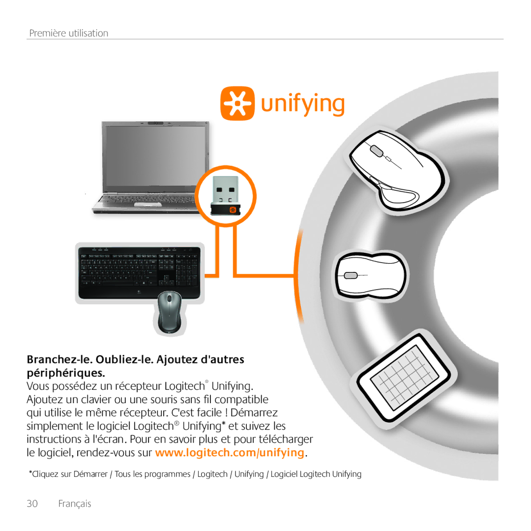 Logitech MK520 manual Branchez-le. Oubliez-le. Ajoutez dautres périphériques 