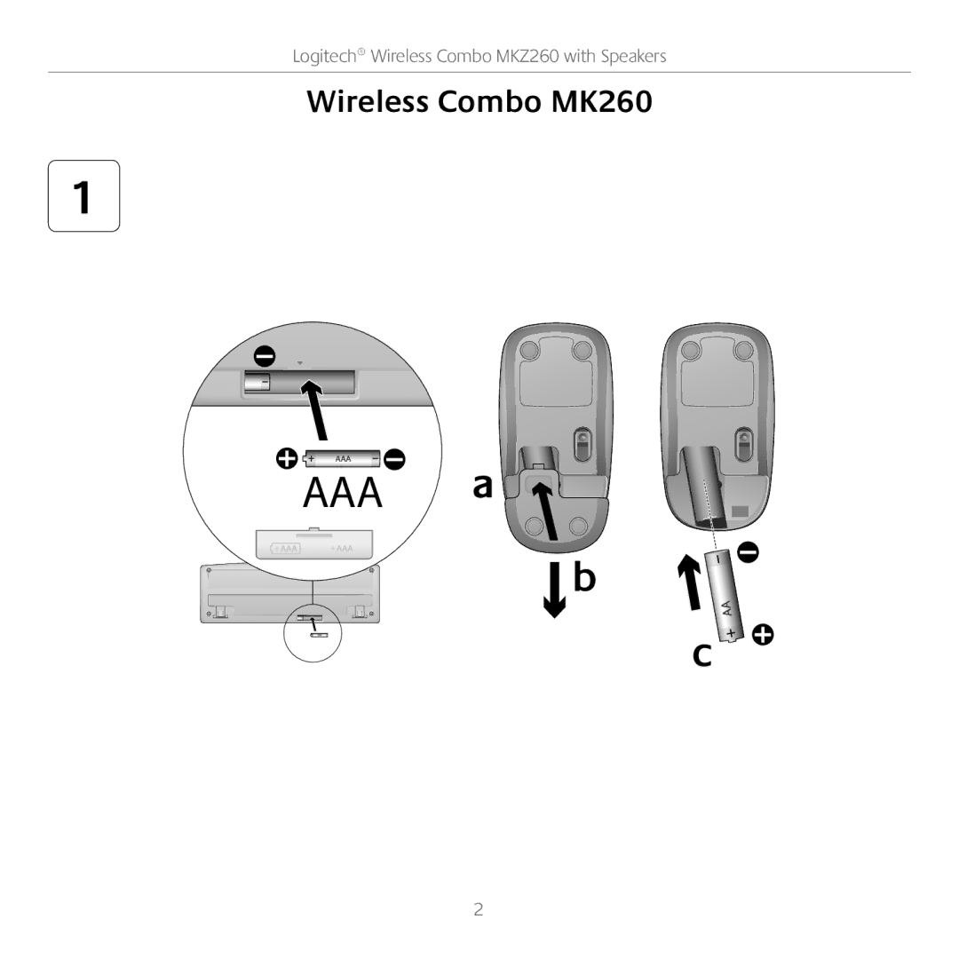 Logitech MKZ260 manual Aaa 