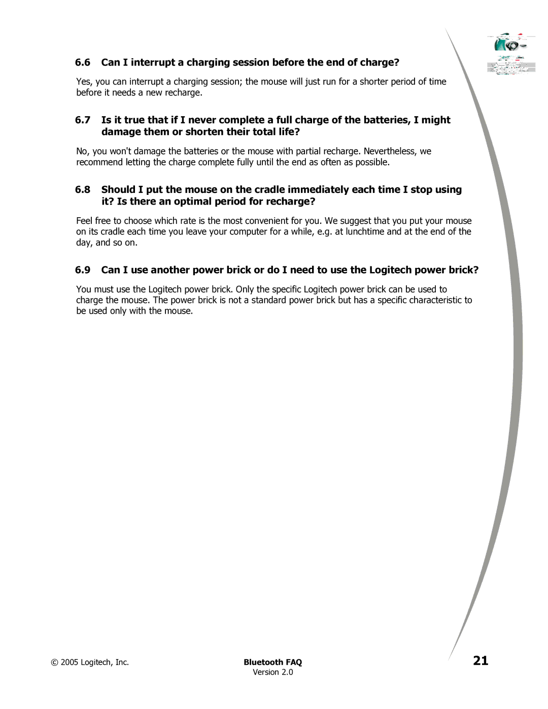 Logitech MX 5000 LASER manual Can I interrupt a charging session before the end of charge? 