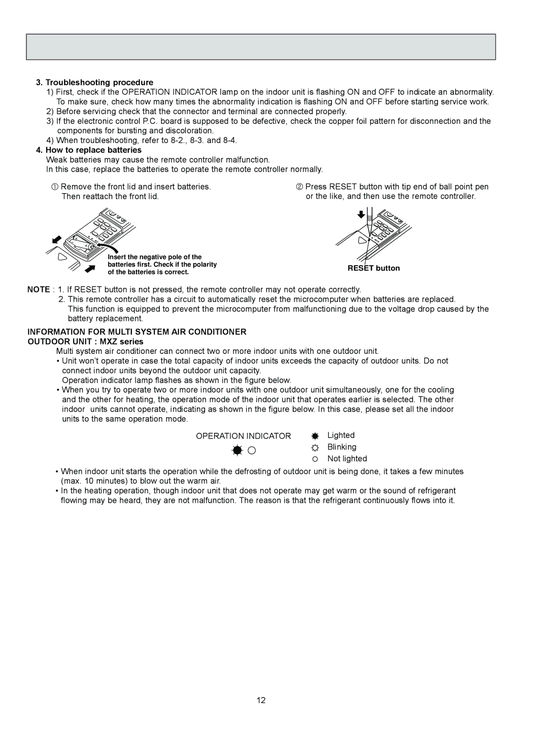 Logitech OB450 REVISED EDITION-B, MSZ-A09NA Troubleshooting procedure, How to replace batteries, Outdoor Unit MXZ series 