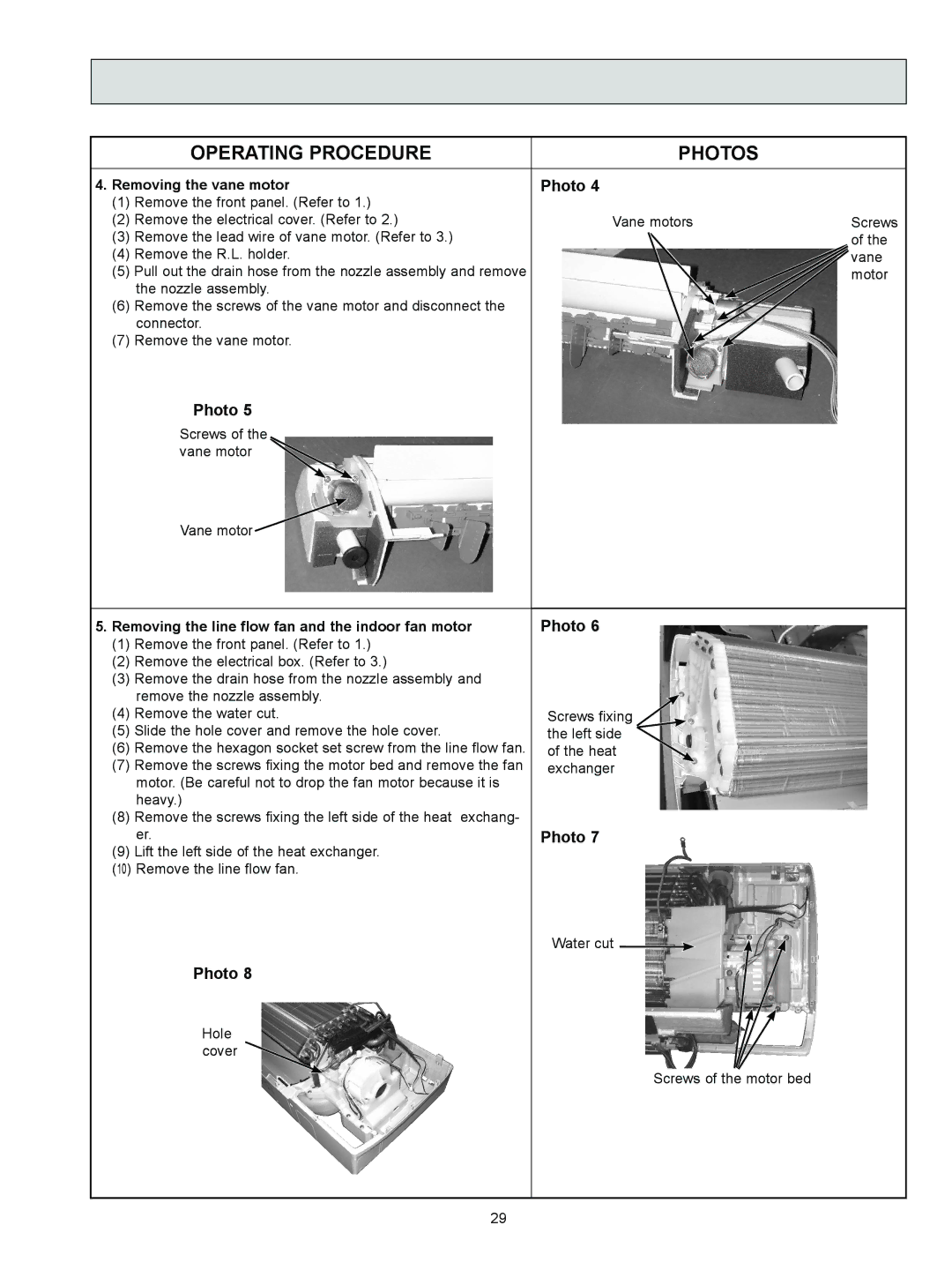 Logitech MSZ-A09NA, OB450 REVISED EDITION-B Removing the vane motor, Removing the line flow fan and the indoor fan motor 