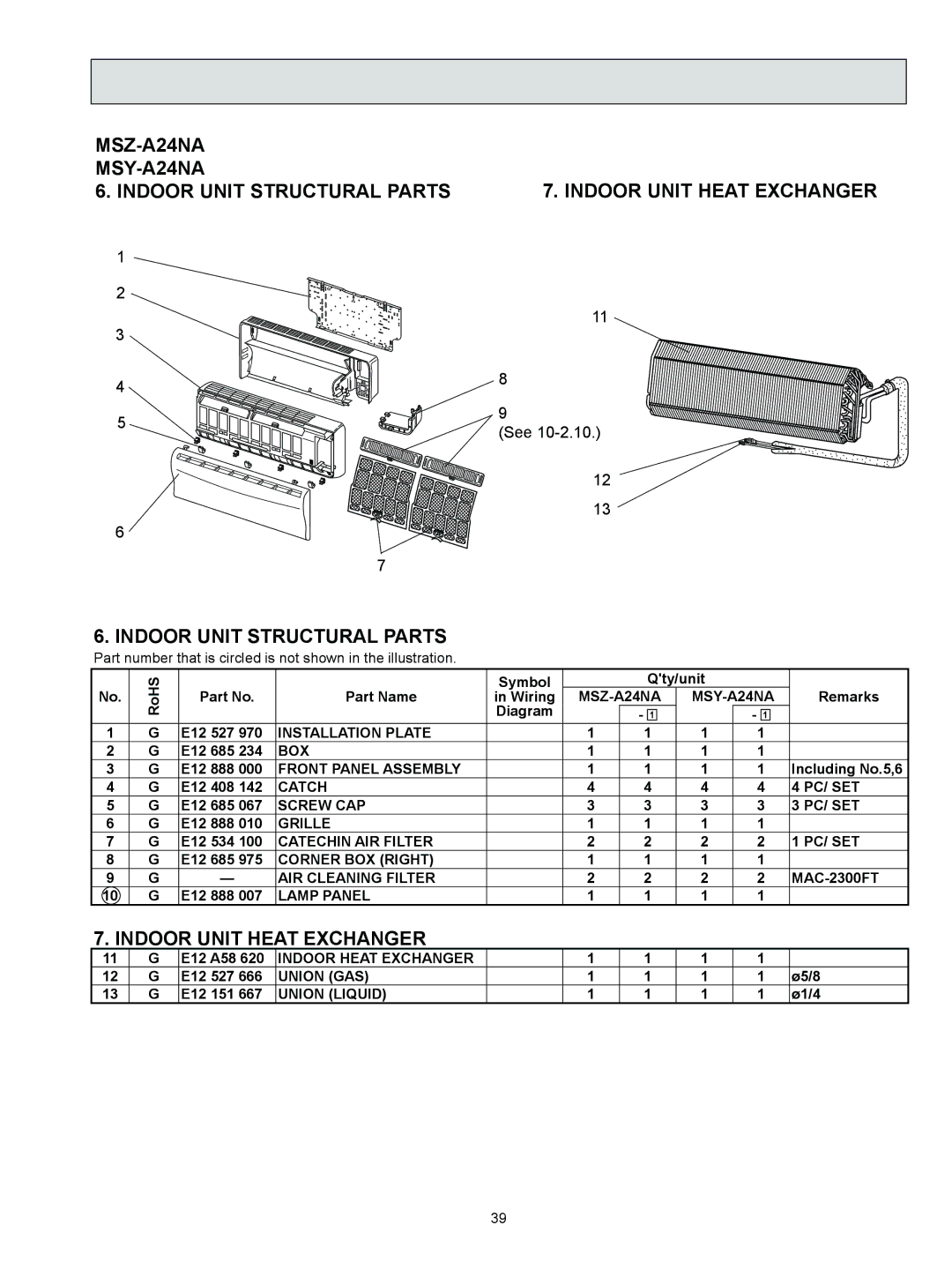 Logitech MSZ-A09NA, OB450 REVISED EDITION-B service manual Catch, Screw CAP, Catechin AIR Filter, Pc/ Set 