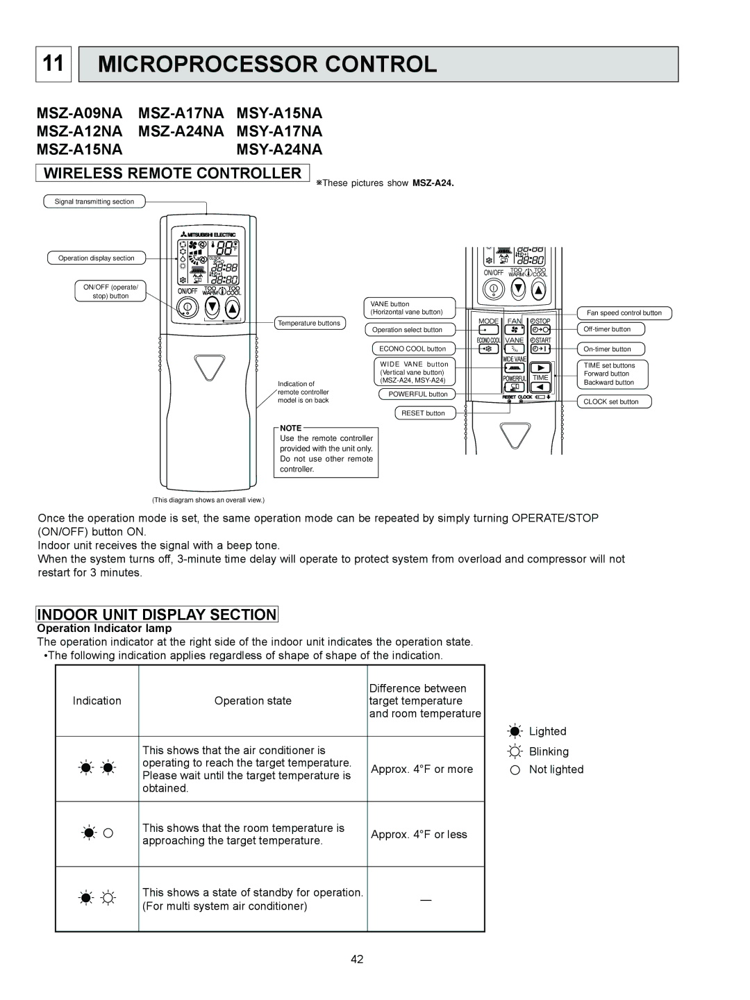 Logitech OB450 REVISED EDITION-B, MSZ-A09NA service manual Microprocessor Control, Indoor Unit Display Section 