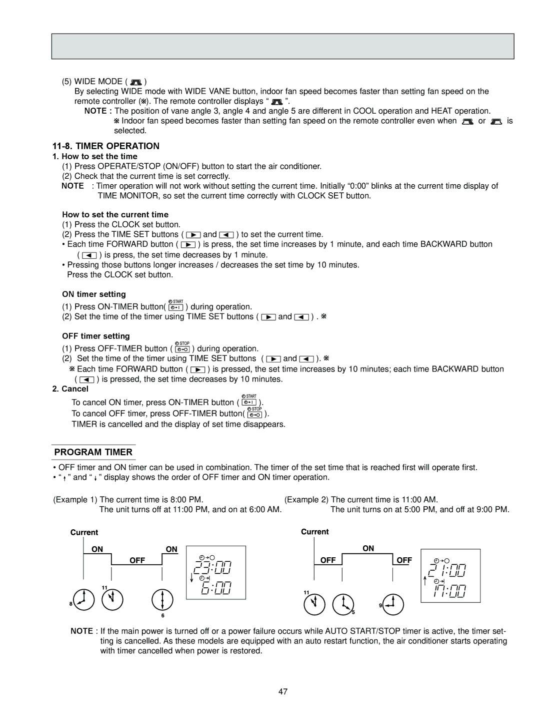 Logitech MSZ-A09NA, OB450 REVISED EDITION-B service manual Timer Operation, Program Timer 