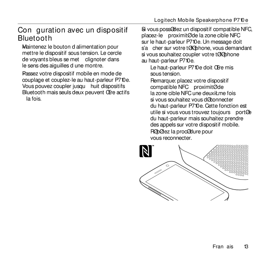 Logitech P710e setup guide Configuration avec un dispositif Bluetooth 