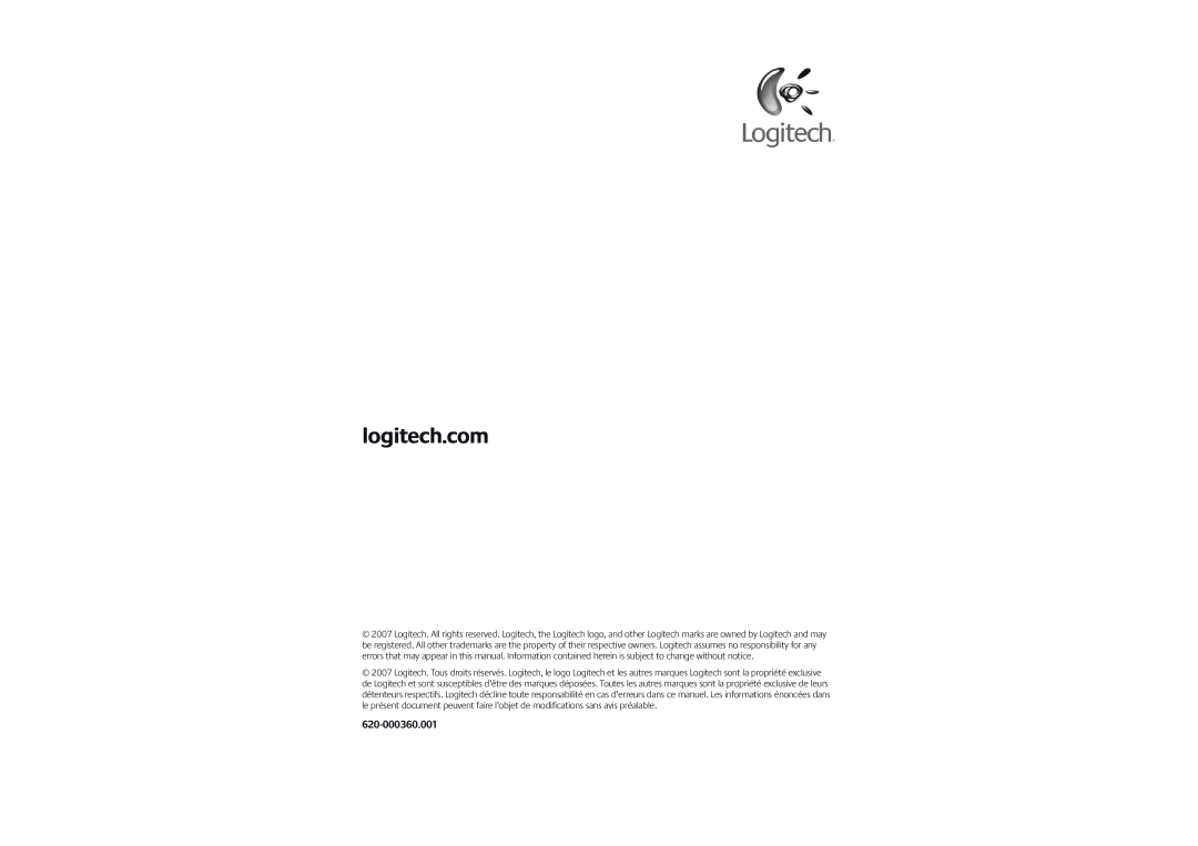 Logitech Receiver manual 620-000360.001 