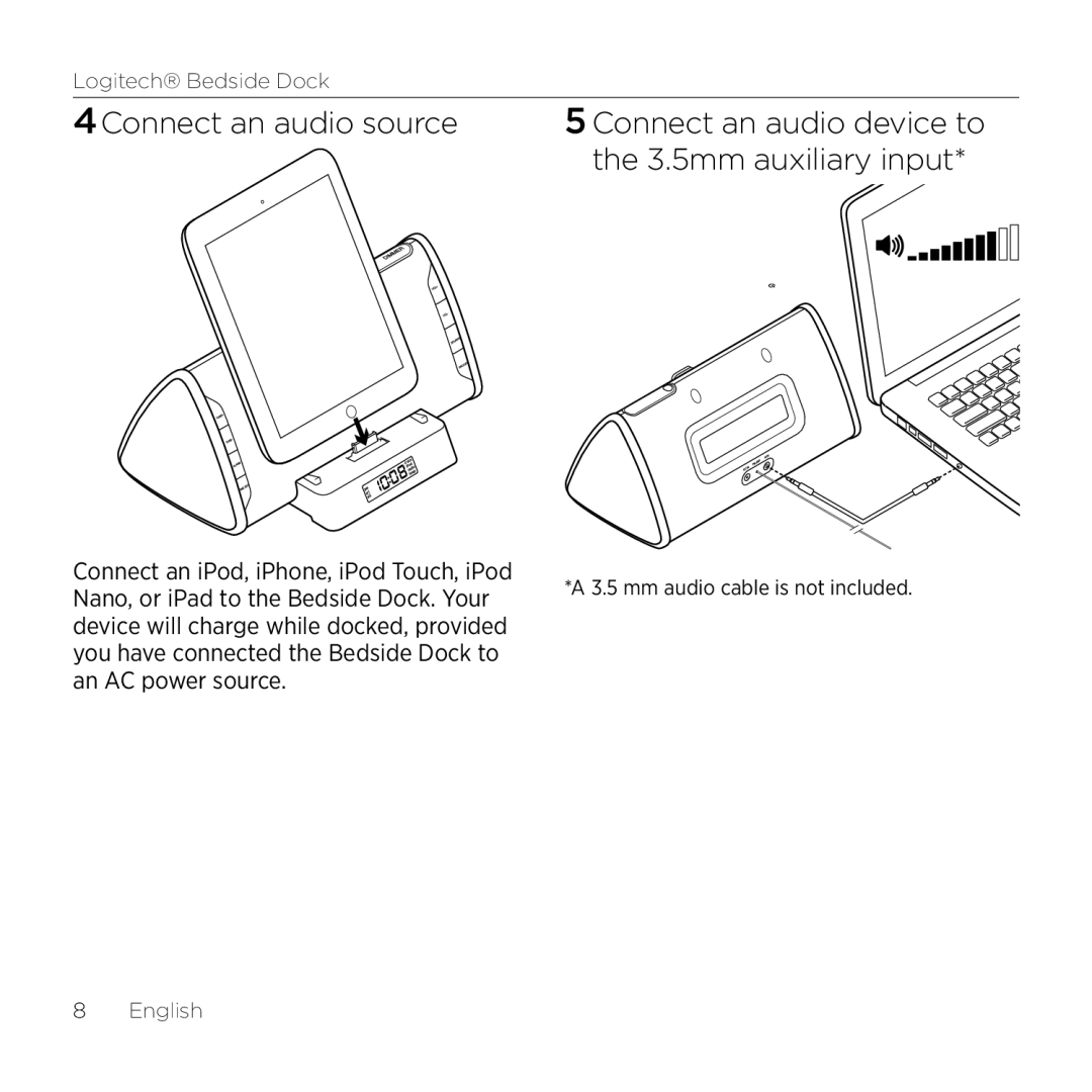 Logitech S-A0001 manual Mm audio cable is not included English 