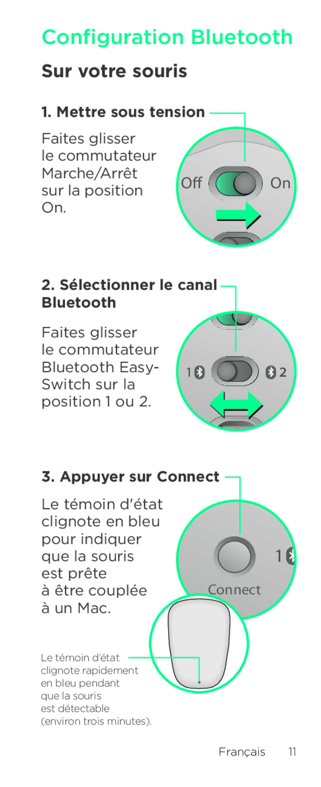 Logitech T631 setup guide Configuration Bluetooth, Sur votre souris 