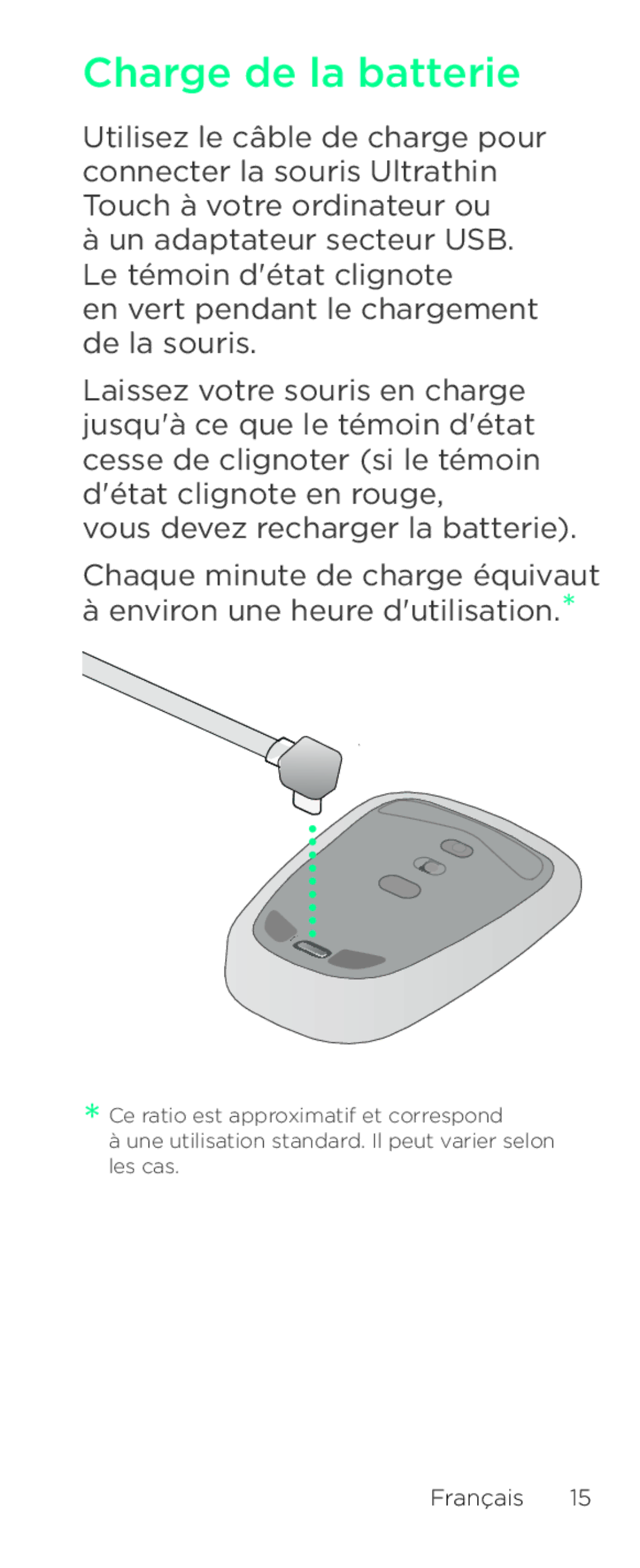 Logitech T631 setup guide Charge de la batterie 