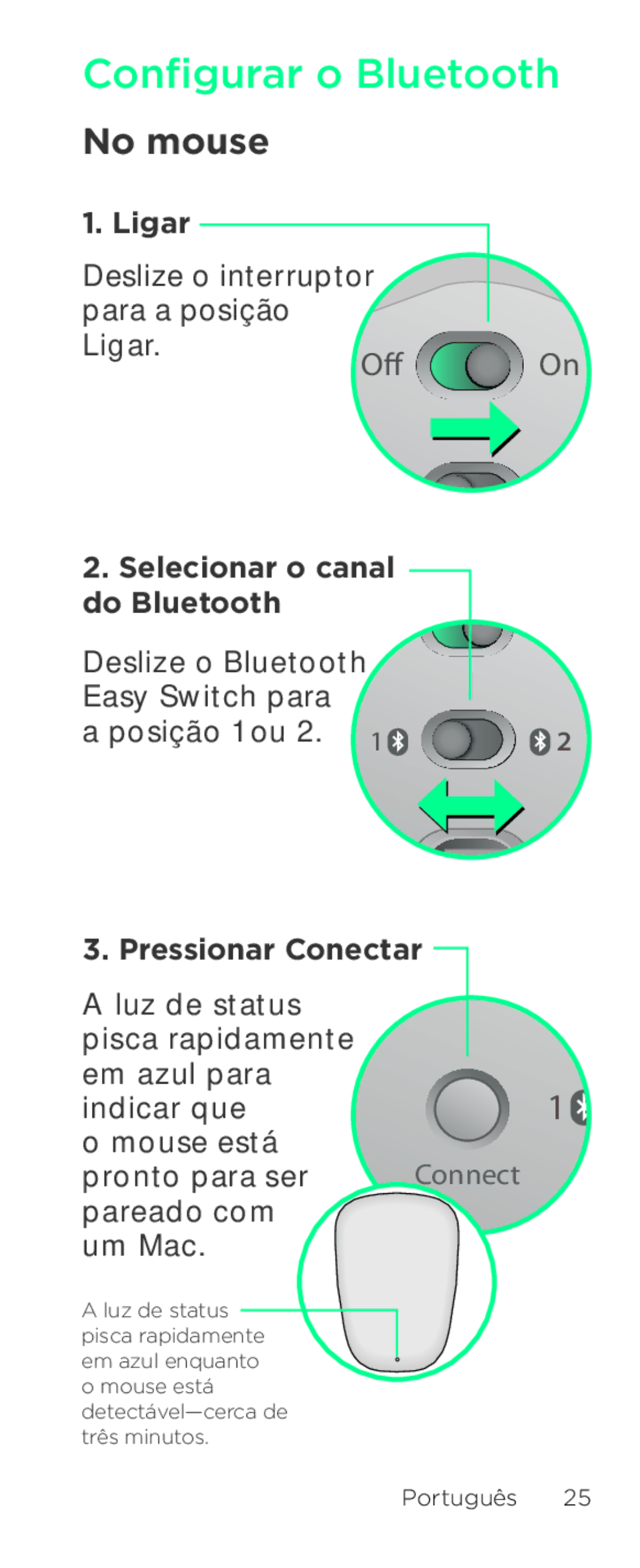 Logitech T631 setup guide Configurar o Bluetooth, No mouse 