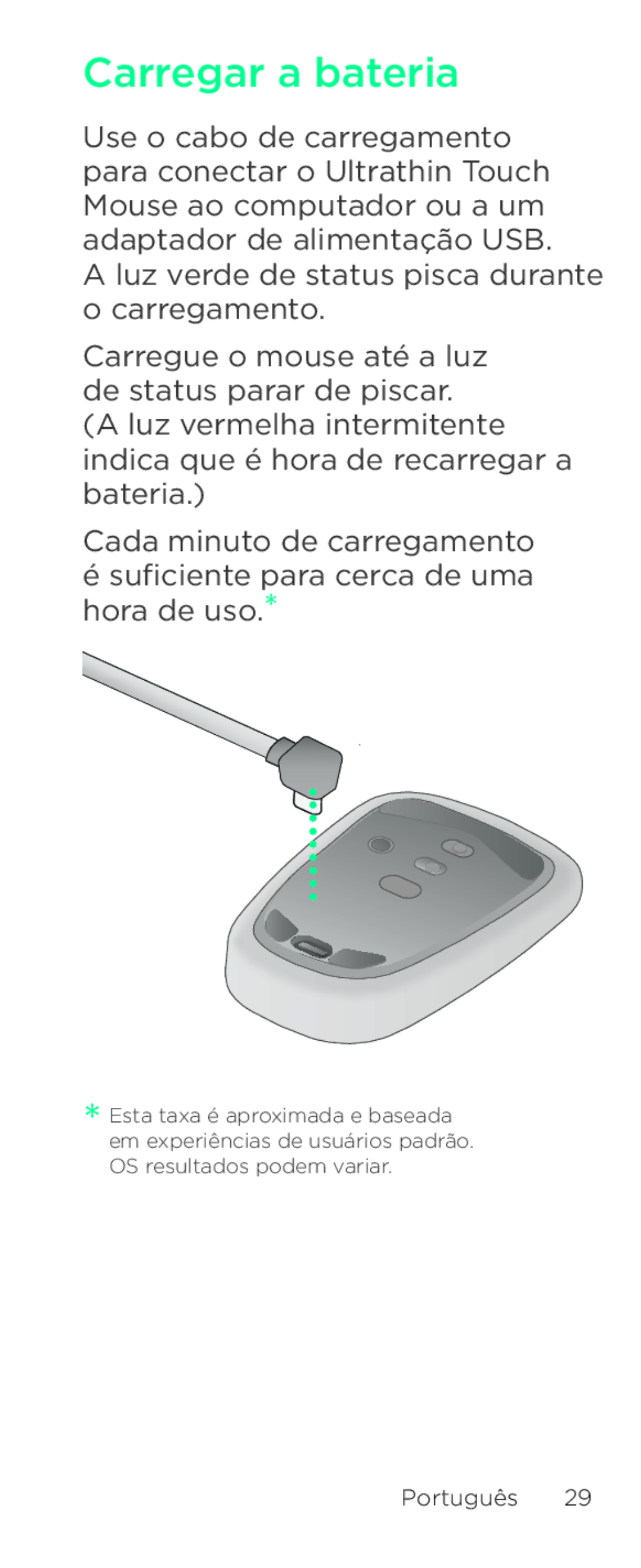 Logitech T631 setup guide Carregar a bateria 