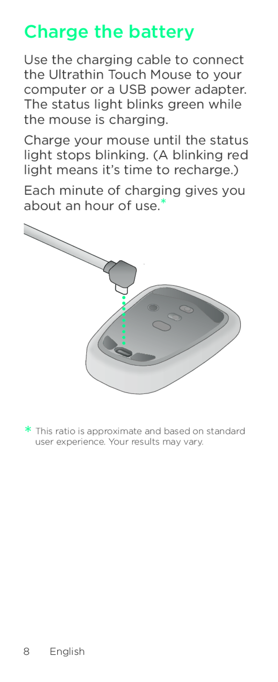 Logitech T631 setup guide Charge the battery 