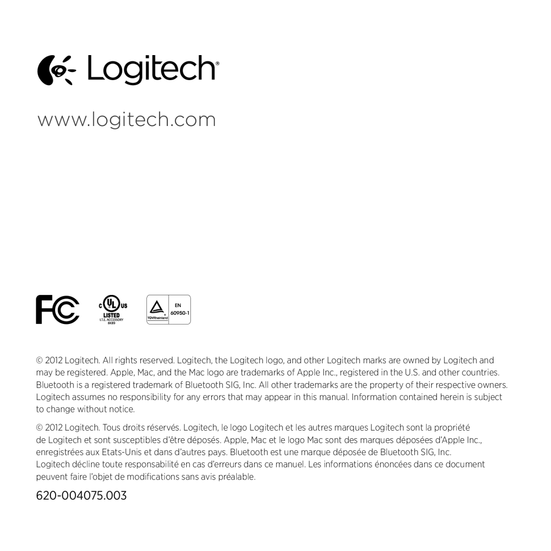 Logitech T650 manual 620-004075.003 