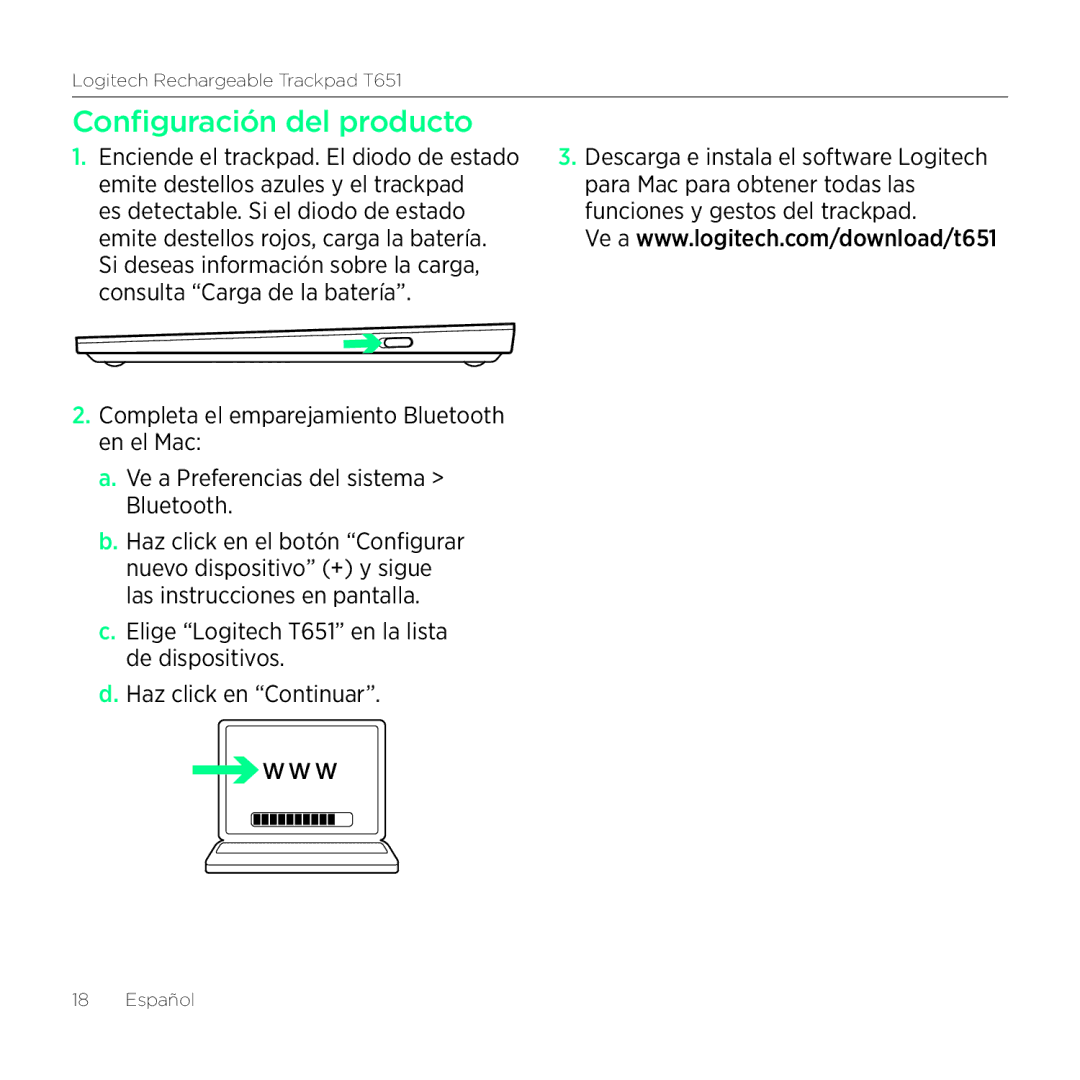 Logitech T651 setup guide Configuración del producto 