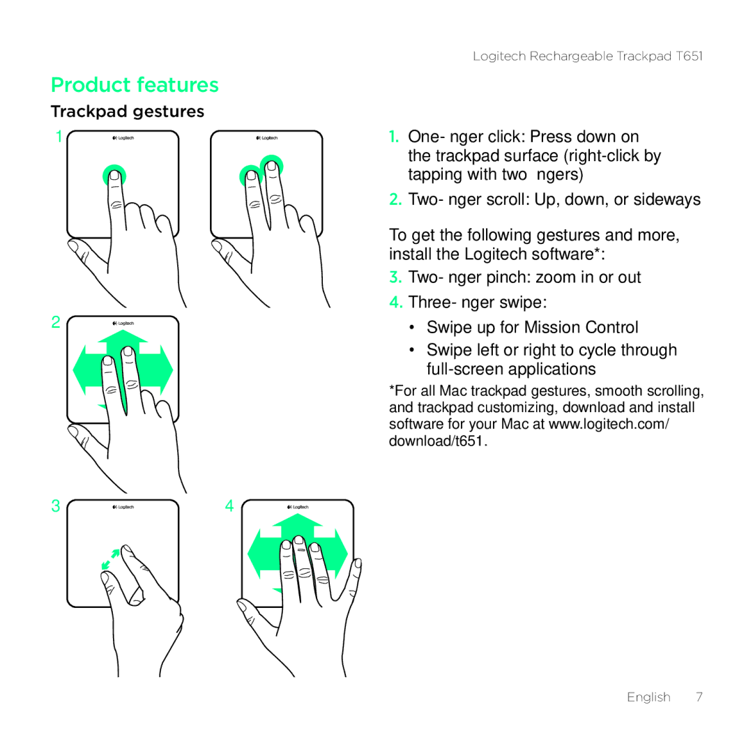 Logitech T651 setup guide Product features 