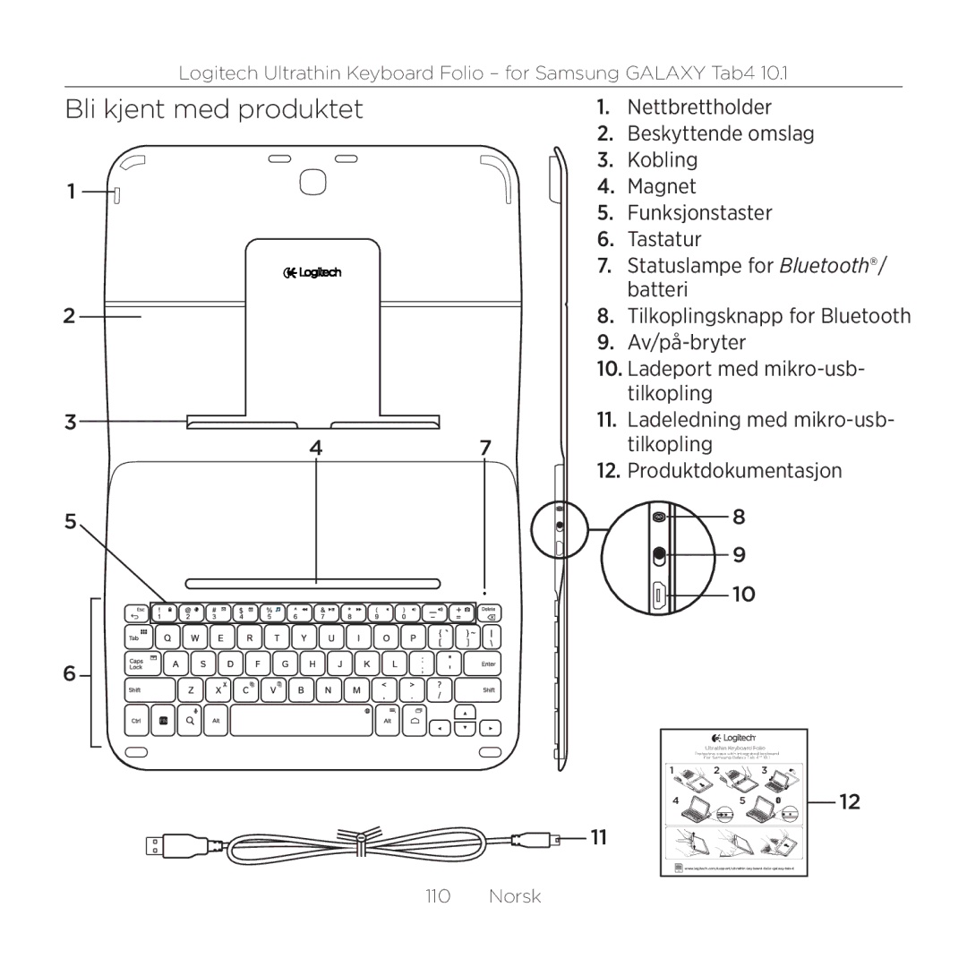 Logitech Tab4 10.1 setup guide Bli kjent med produktet 