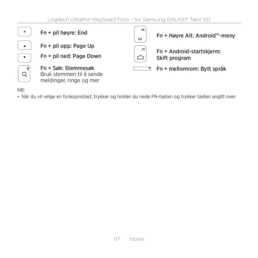 Logitech Tab4 10.1 setup guide Logitech Ultrathin Keyboard Folio for Samsung Galaxy Tab4 