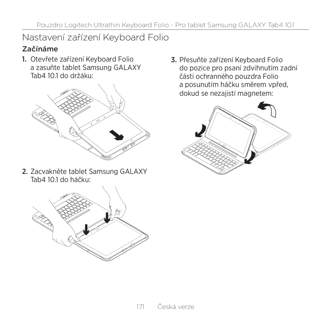 Logitech Tab4 10.1 setup guide Nastavení zařízení Keyboard Folio 