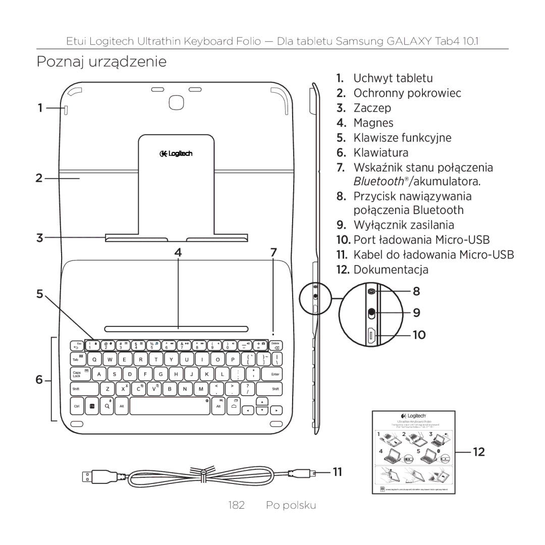 Logitech Tab4 10.1 setup guide Poznaj urządzenie 