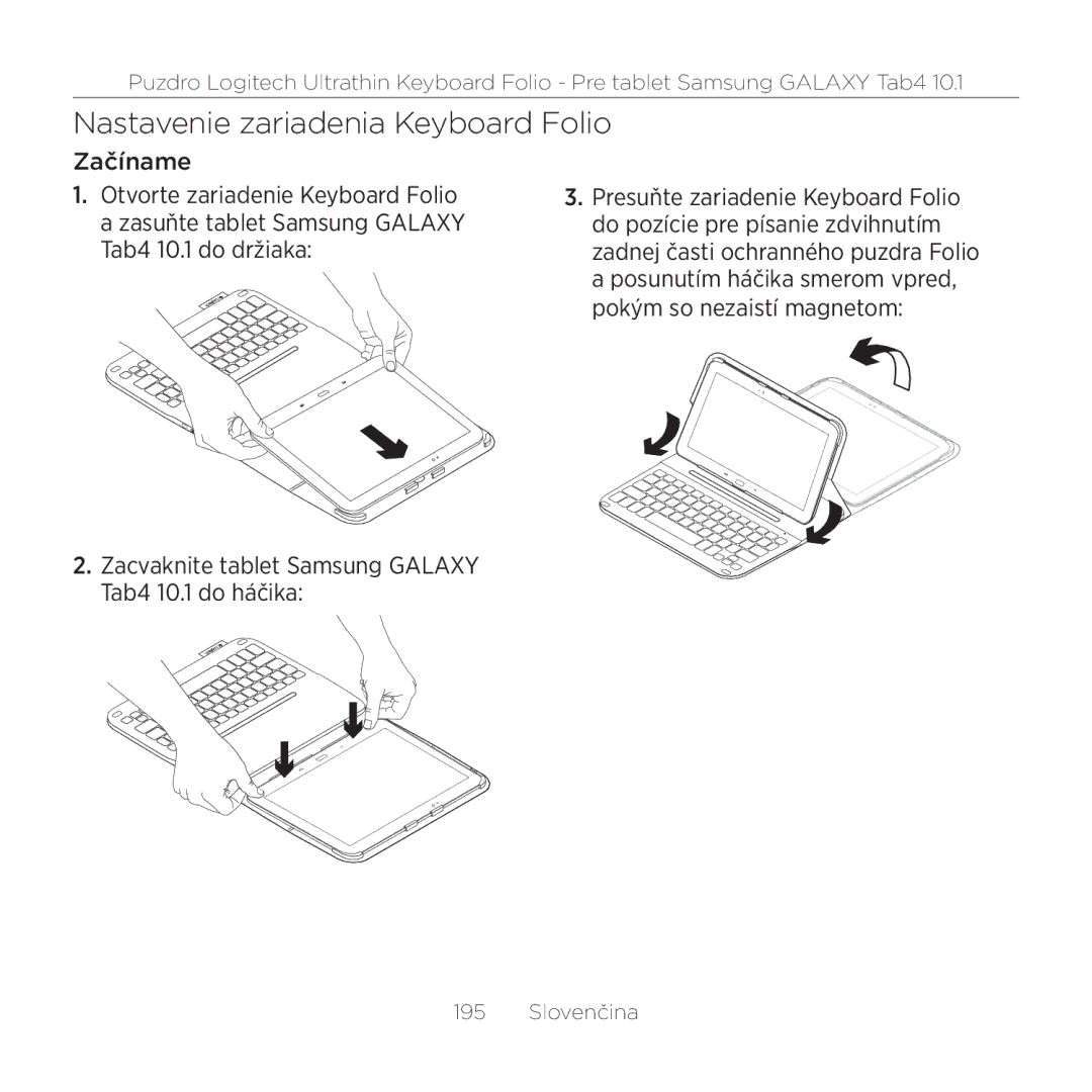 Logitech Tab4 10.1 setup guide Nastavenie zariadenia Keyboard Folio 