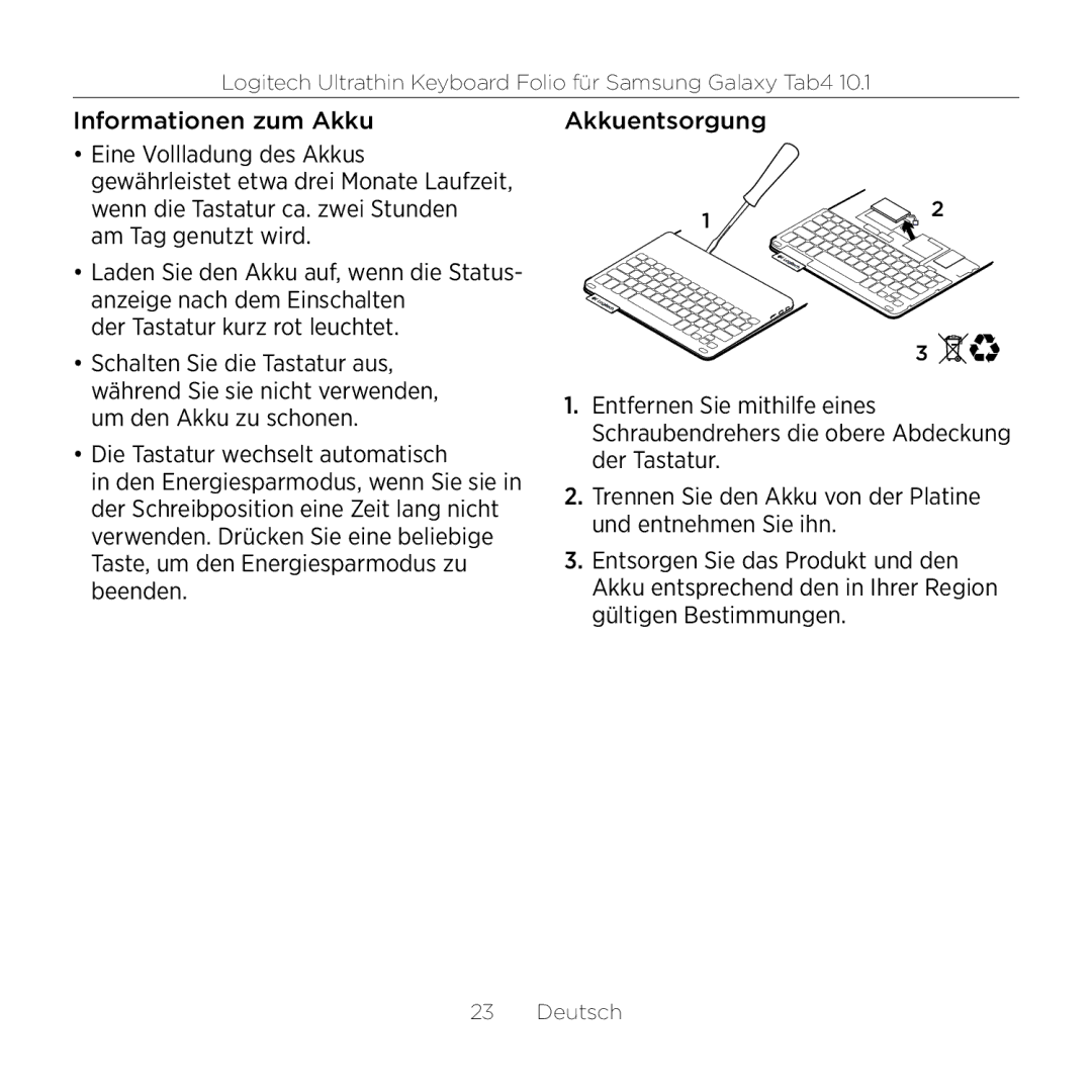 Logitech Tab4 10.1 setup guide Logitech Ultrathin Keyboard Folio für Samsung Galaxy Tab4 