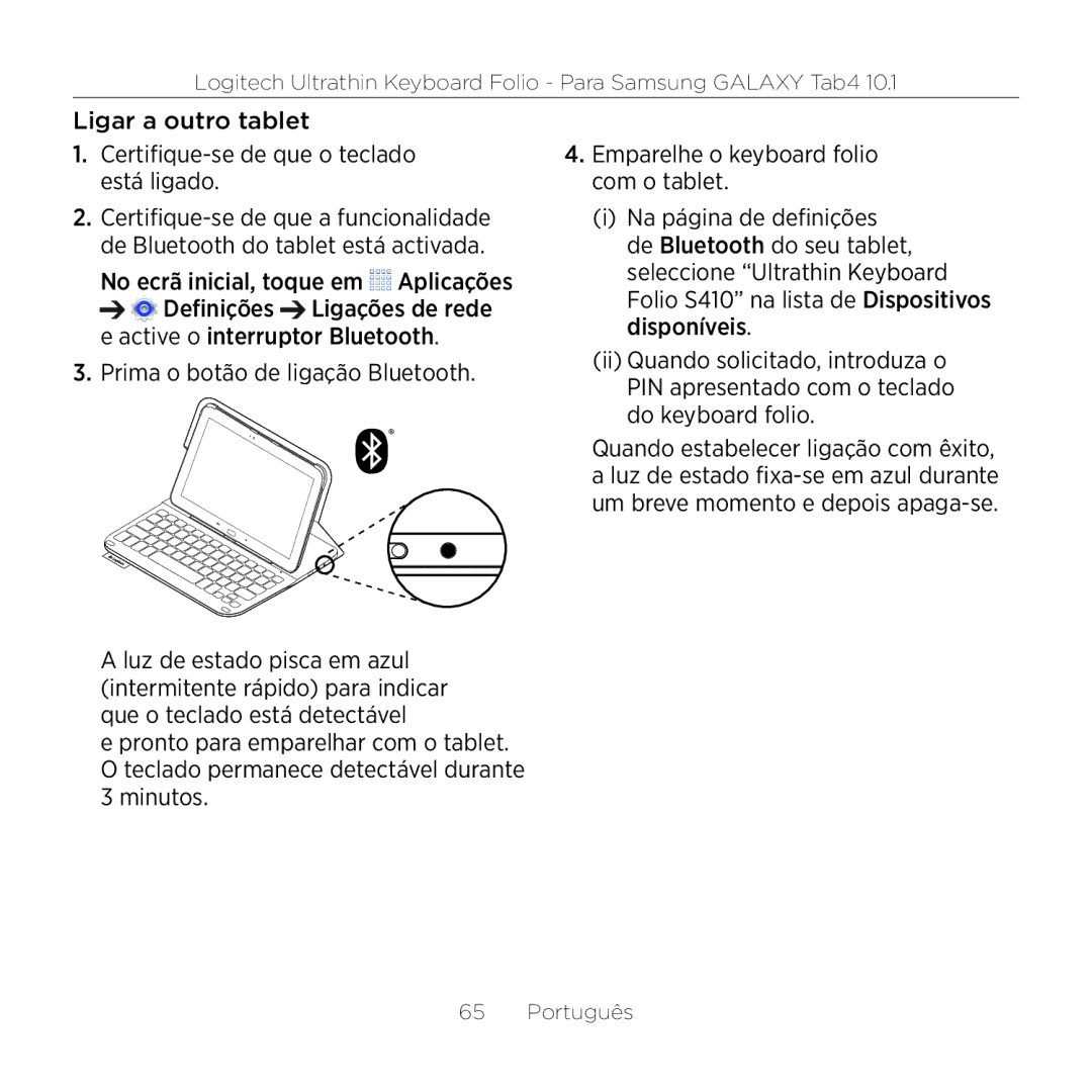 Logitech Tab4 10.1 setup guide Logitech Ultrathin Keyboard Folio Para Samsung Galaxy Tab4 