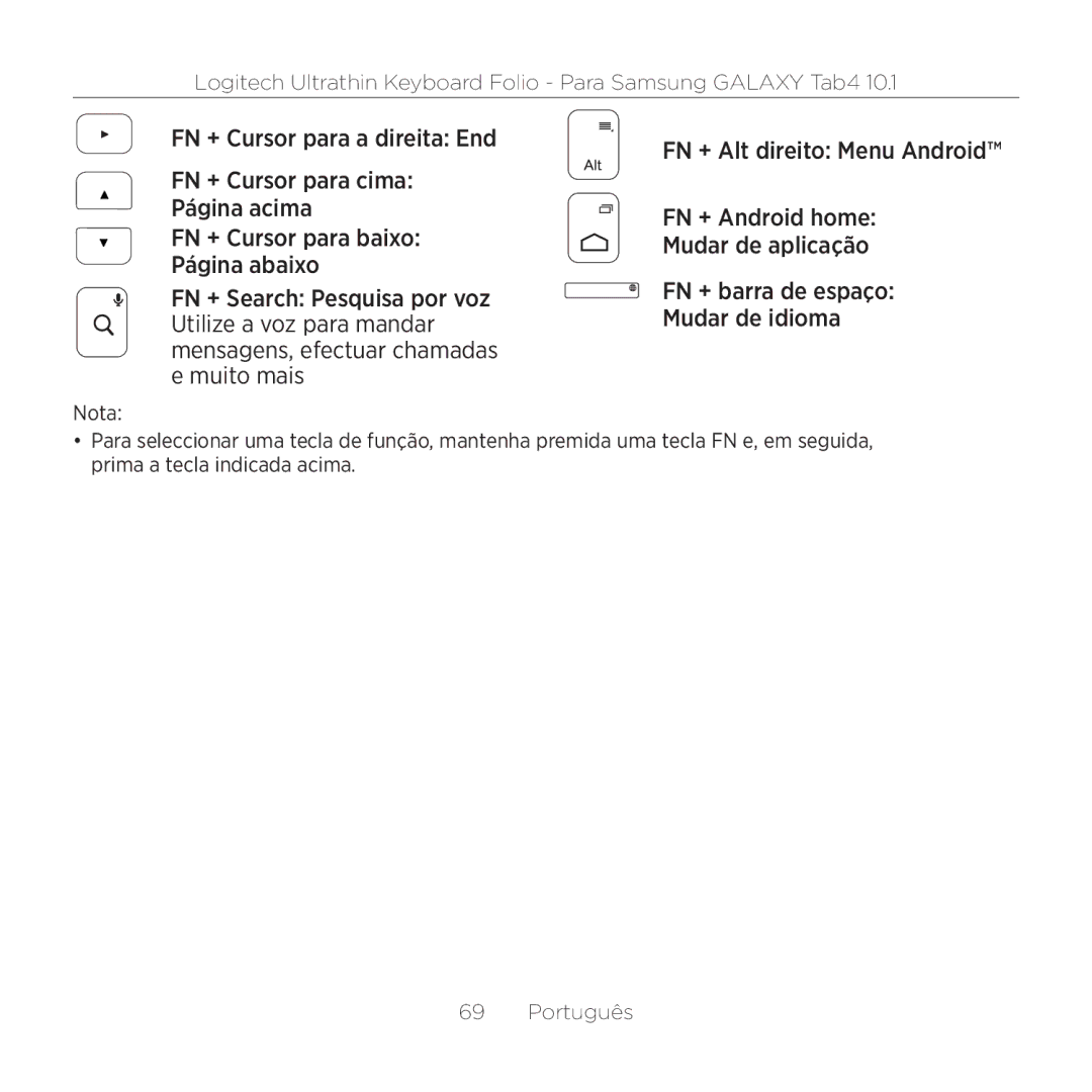 Logitech Tab4 10.1 setup guide Nota 