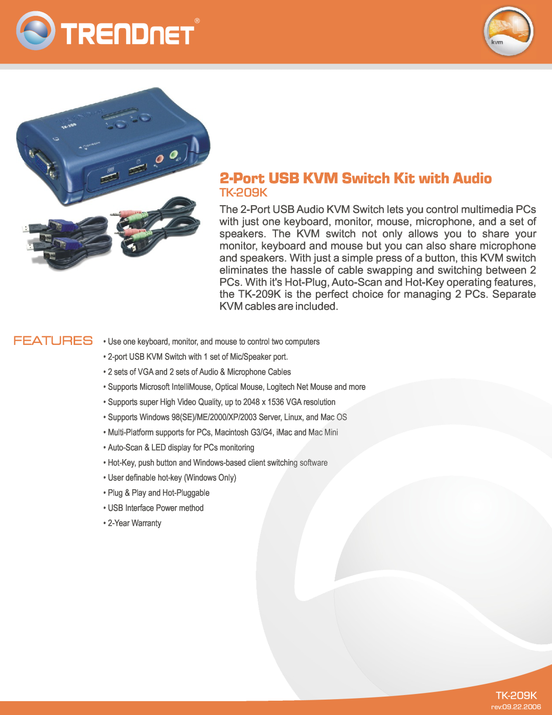 Logitech TK-209K warranty Port USB KVM Switch Kit with Audio 