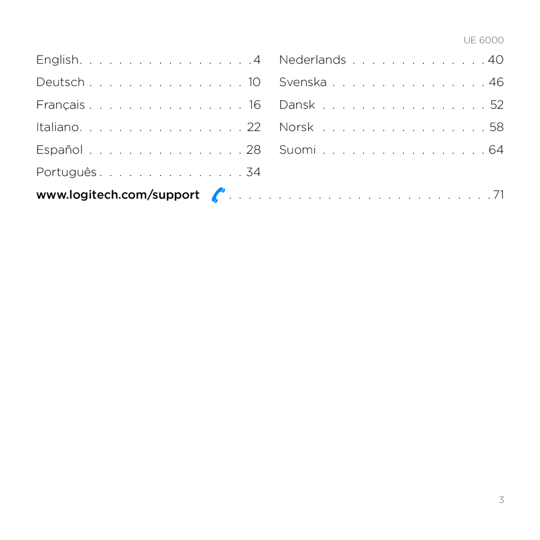 Logitech UE 6000 setup guide 