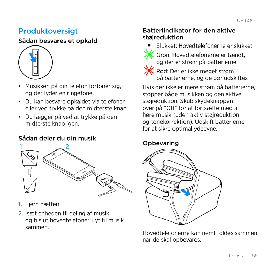 Logitech UE 6000 setup guide Produktoversigt 