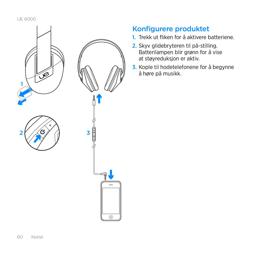 Logitech UE 6000 setup guide Konfigurere produktet 