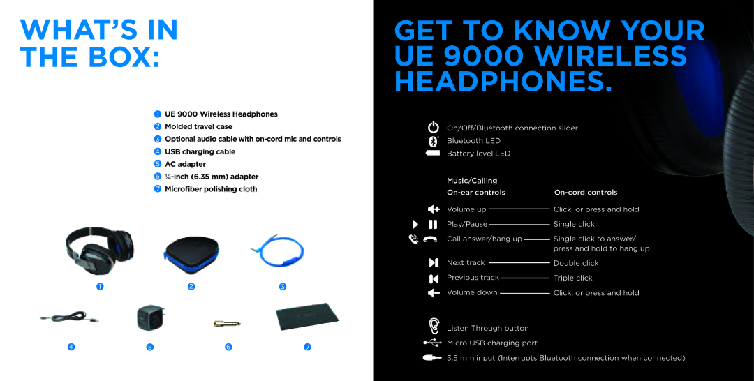 Logitech manual GET to Know Your UE 9000 Wireless Headphones 