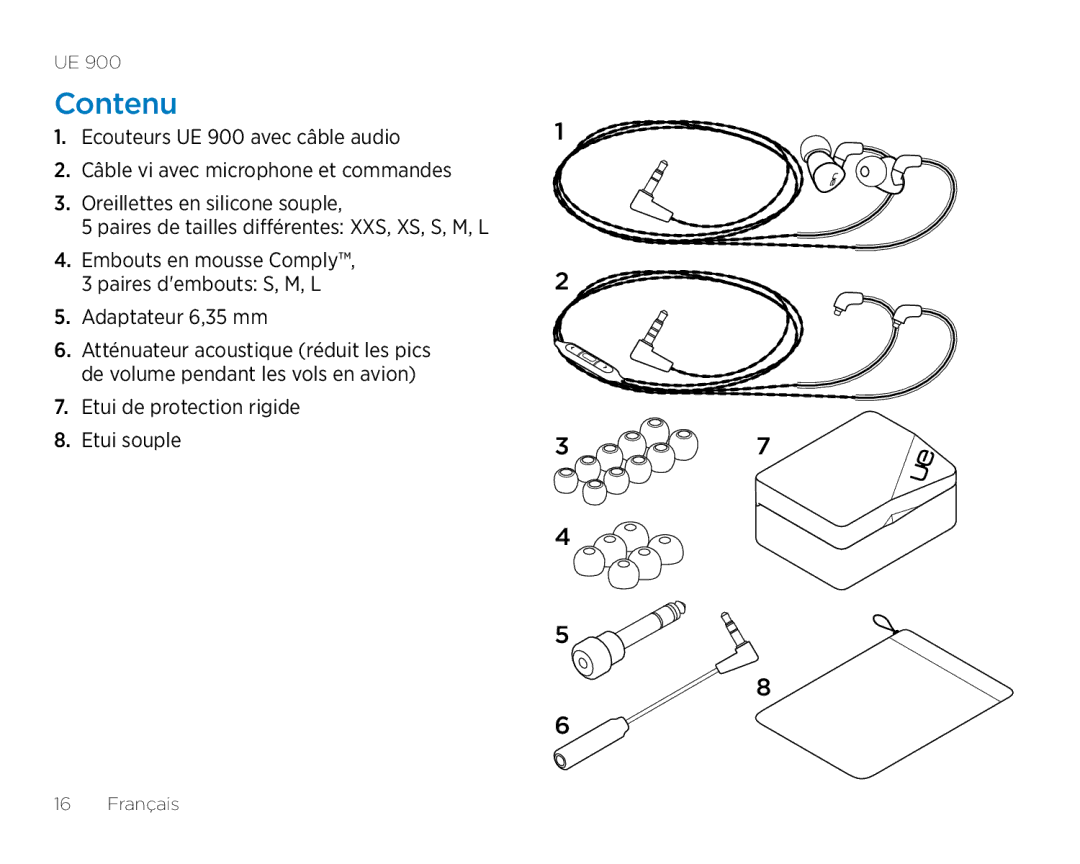 Logitech UE900 manual Contenu 