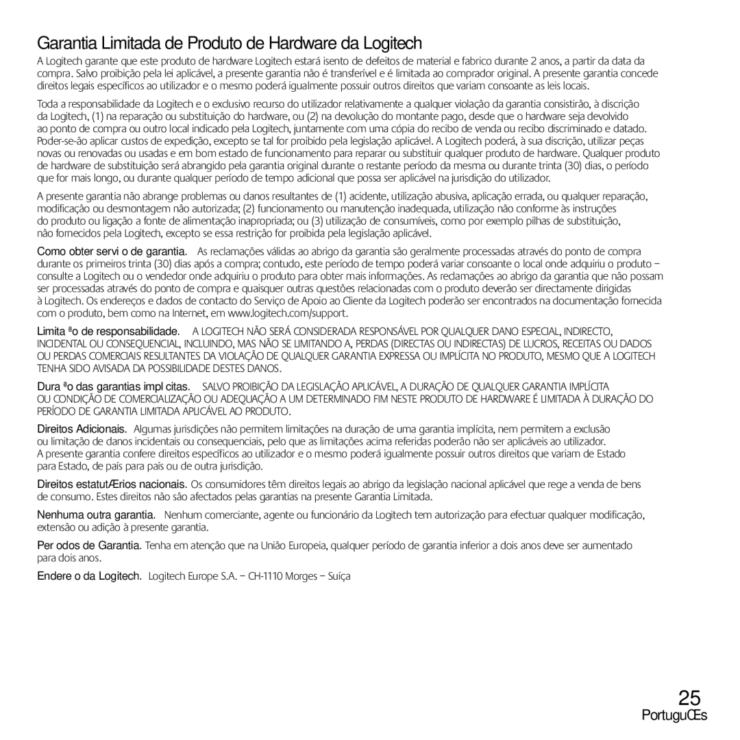 Logitech Z523 quick start Garantia Limitada de Produto de Hardware da Logitech 