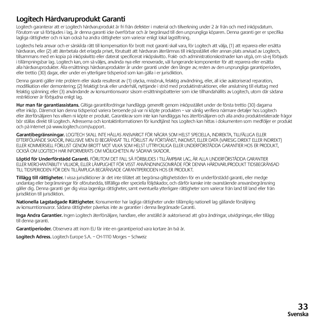 Logitech Z523 quick start Logitech Hårdvaruprodukt Garanti 