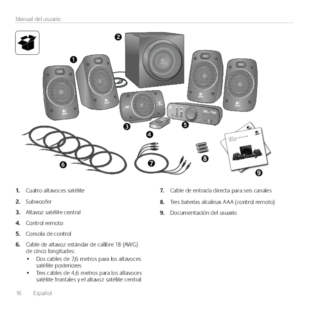 Logitech Z906, 980000467 manual Cuatro altavoces satélite 