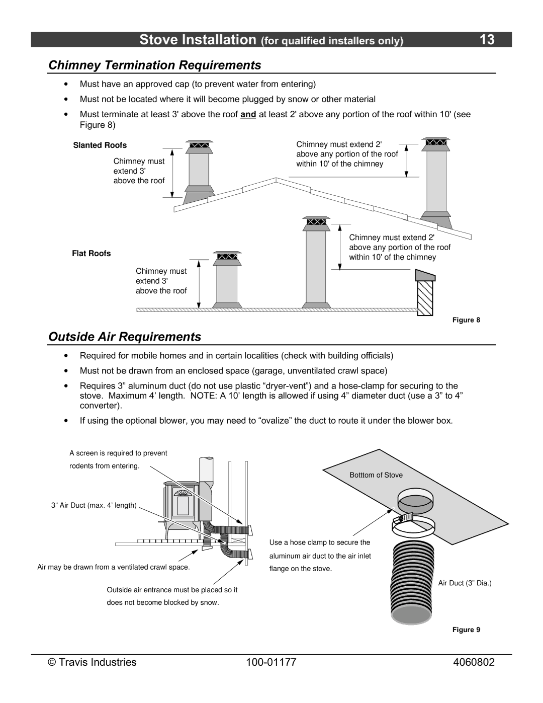 Lopi 028-S-75-2 owner manual Chimney Termination Requirements, Outside Air Requirements 