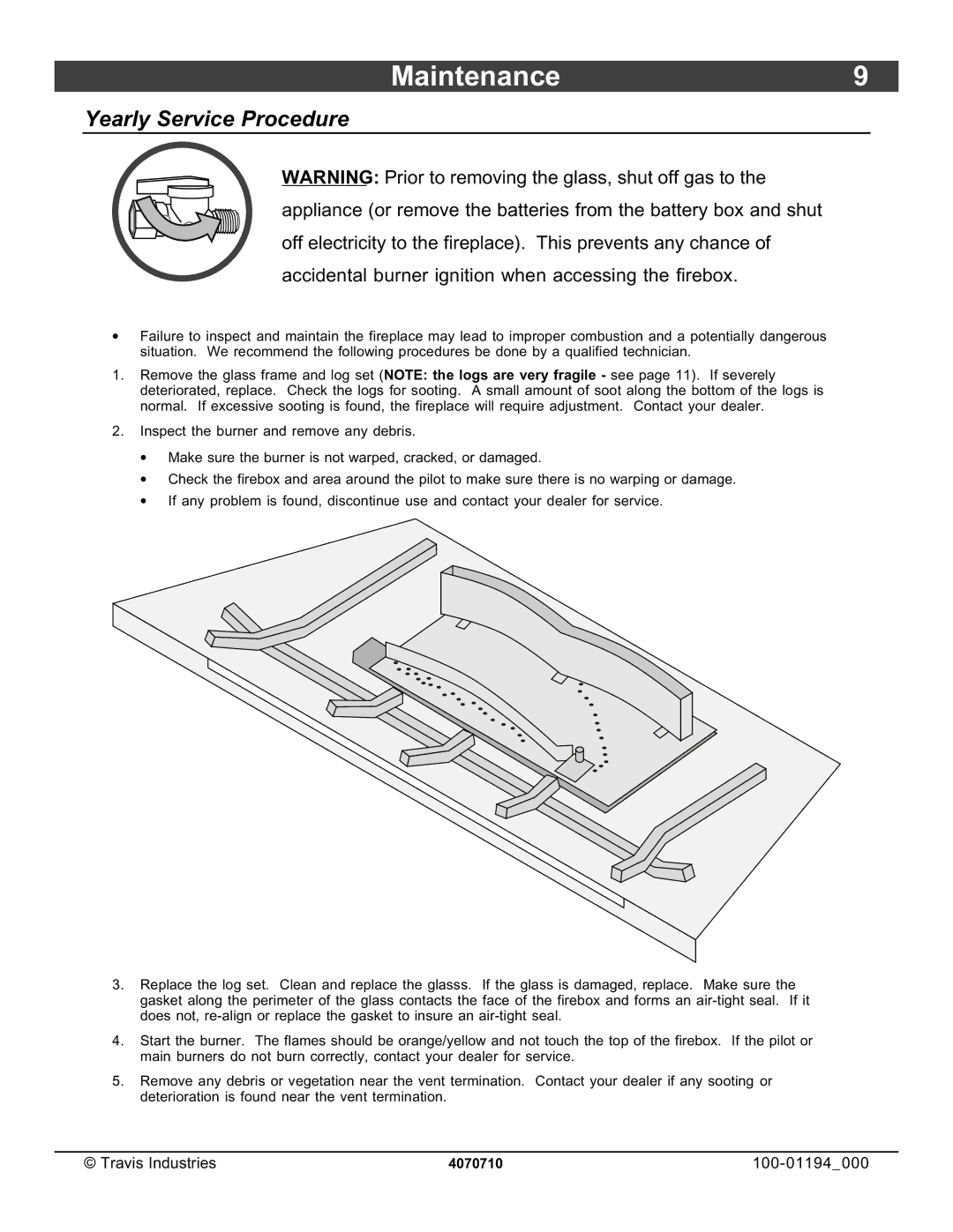 Lopi 1080 owner manual Maintenance9, Yearly Service Procedure 