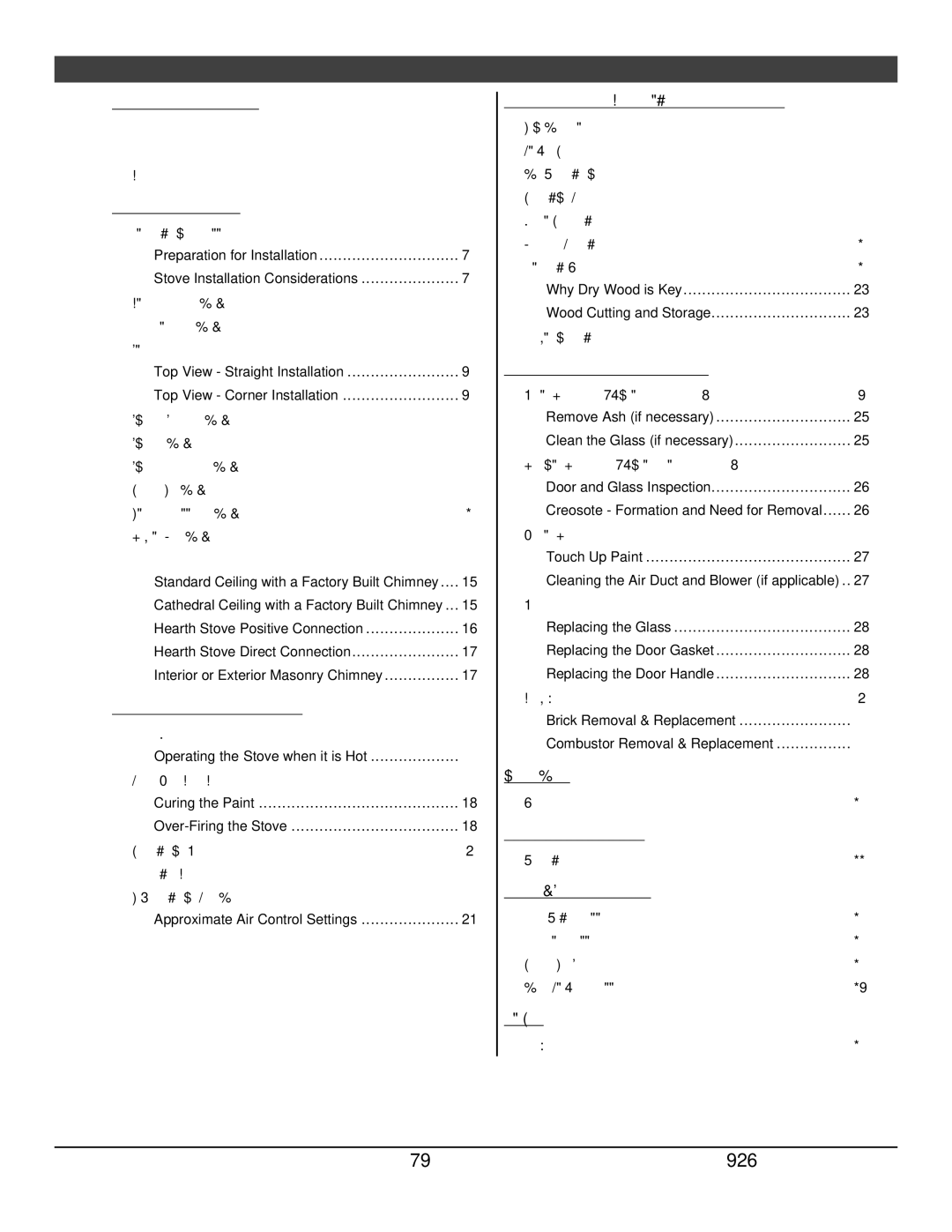 Lopi 1750 owner manual Table of Contents 