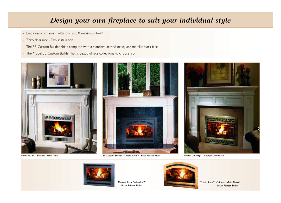 Lopi 35 Custom Builder manual Design your own fireplace to suit your individual style 