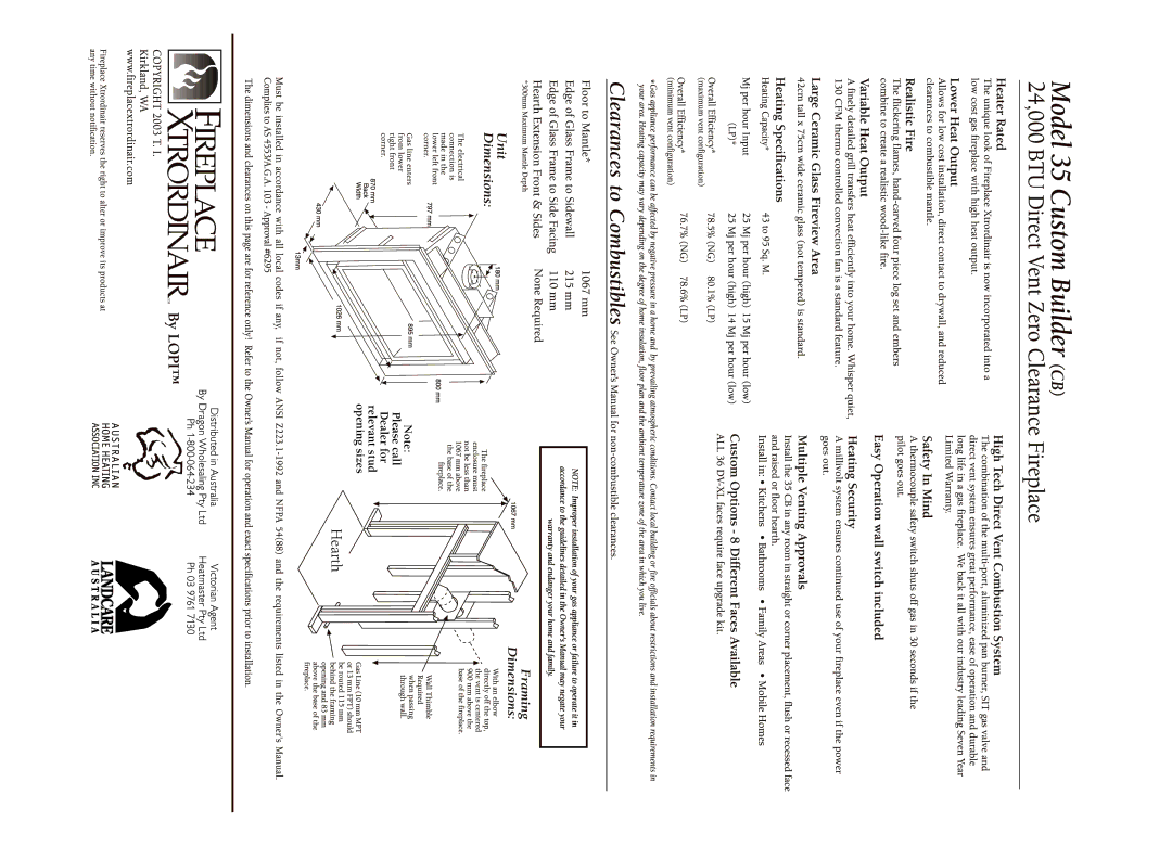 Lopi 35 Custom Builder manual Hearth 