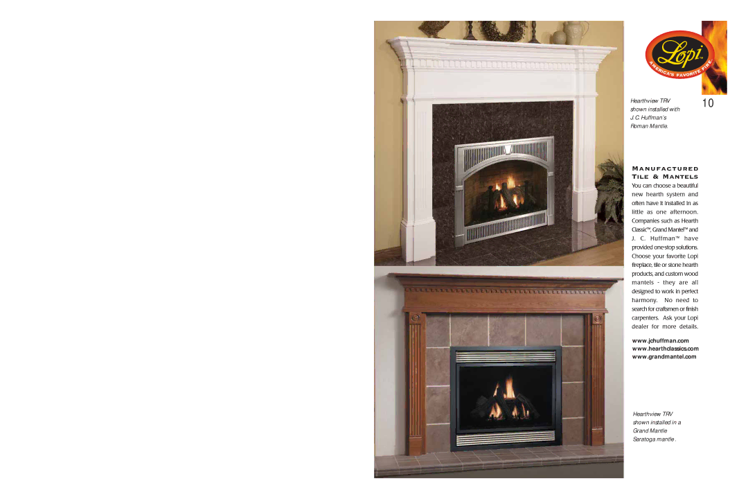 Lopi 864 HH manual Manufactured Tile & Mantels 