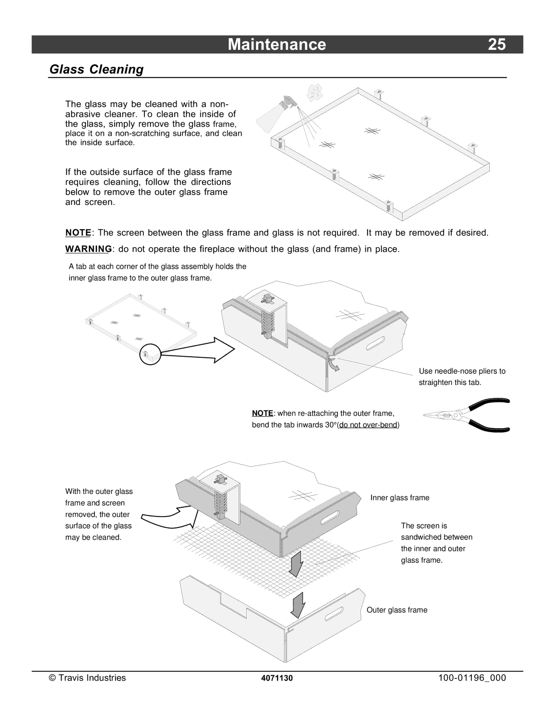 Lopi 864 ST owner manual Maintenance25, Glass Cleaning 