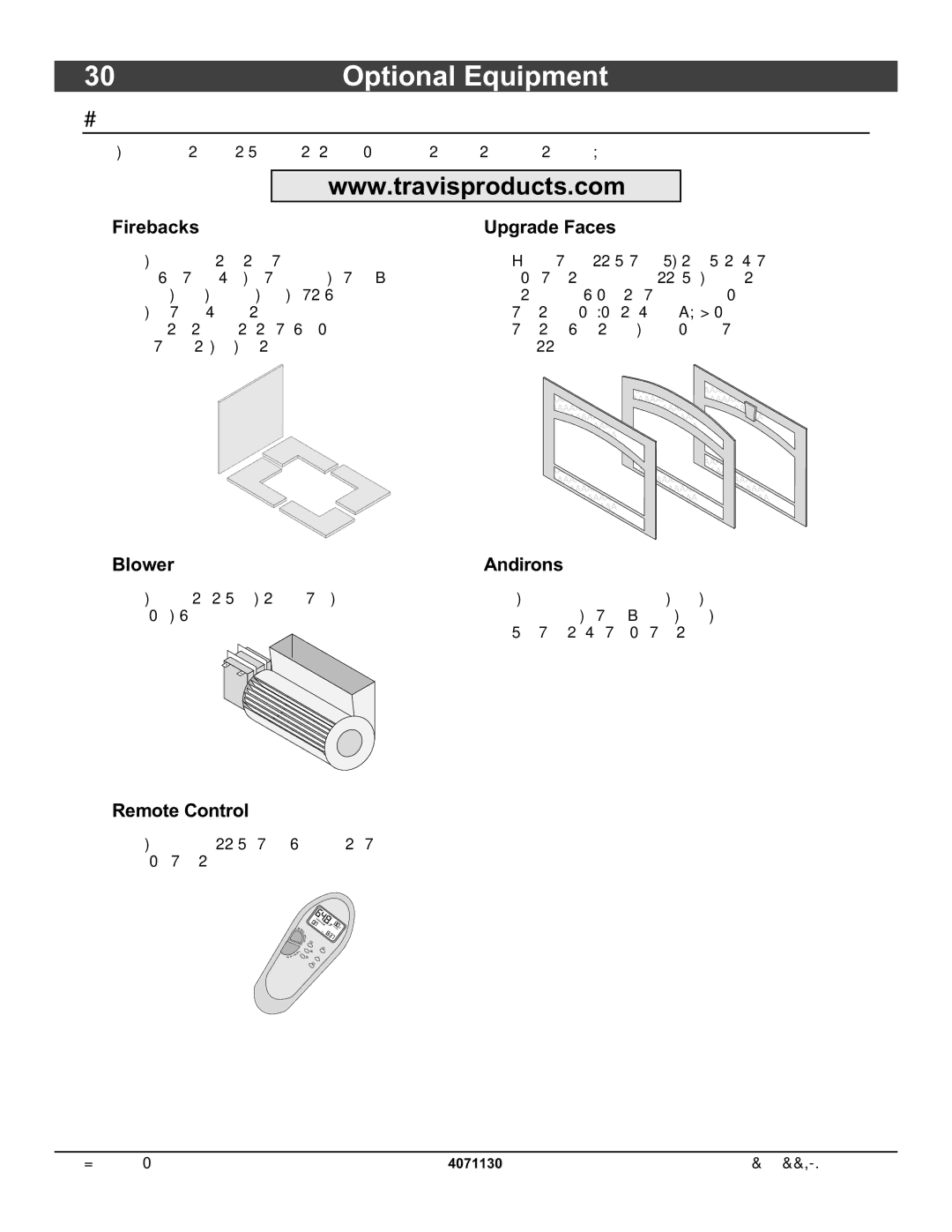 Lopi 864 ST owner manual Optional Equipment, Accessories, Firebacks, Blower, Remote Control 