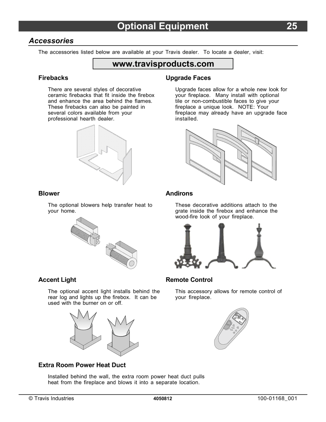 Lopi 864TRV owner manual Optional Equipment, Accessories 