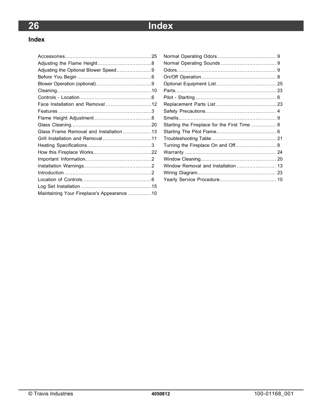 Lopi 864TRV owner manual 26Index 