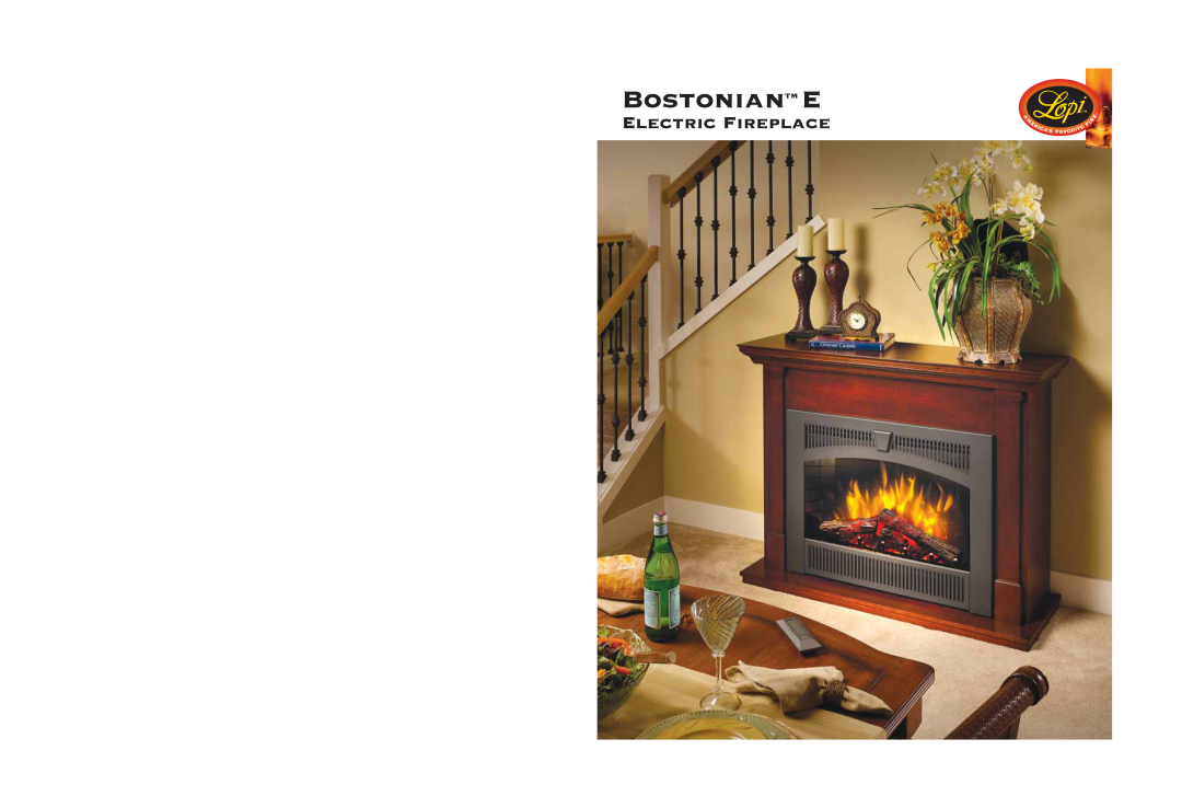 Lopi Bostonian E owner manual Bostoniantm E, Electric Fireplace 