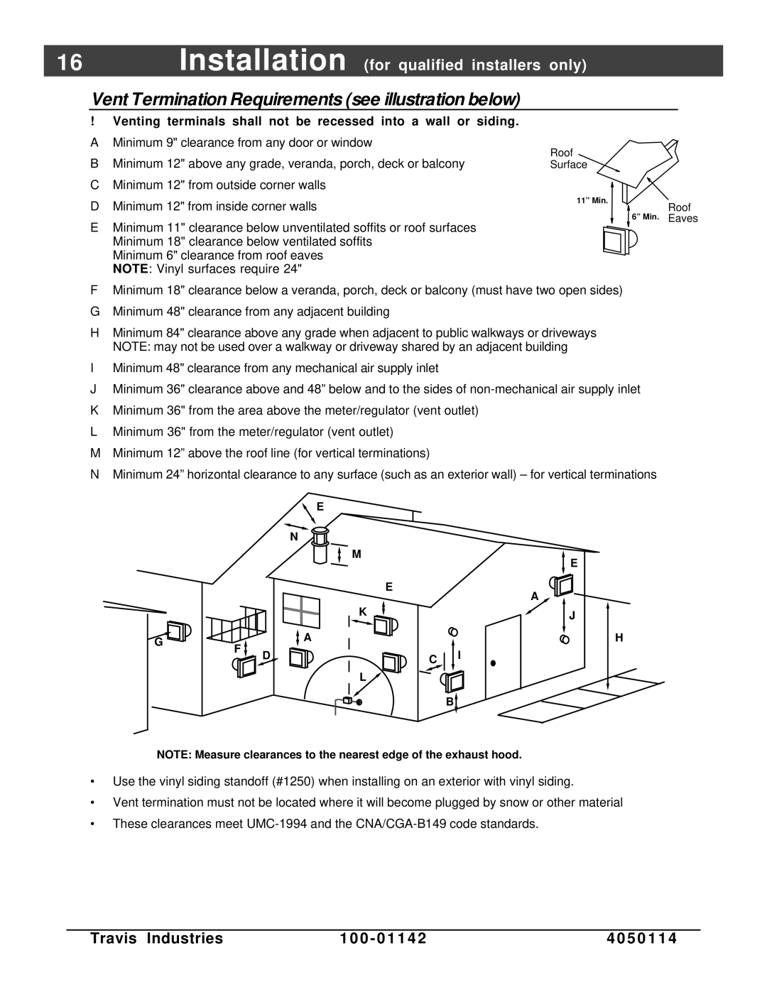 Lopi Direct Vent Freestanding Stove owner manual Vent Termination Requirements see illustration below 